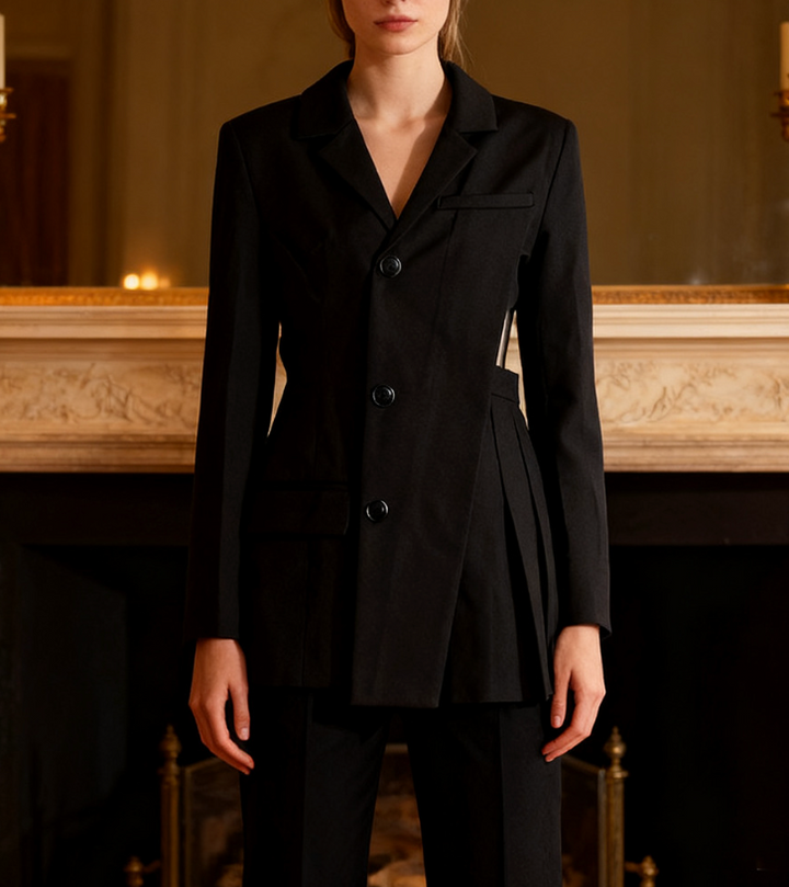 tailored blazer mini dress with side cut-out pleats – NOIRÉ