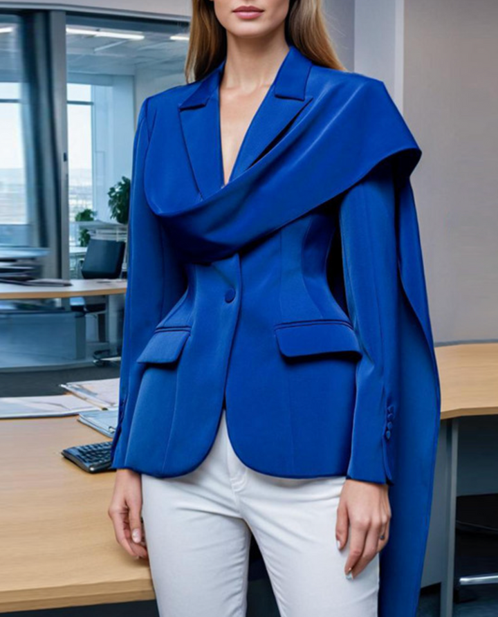 Draped Lapel Tailored Blazer – AZURE