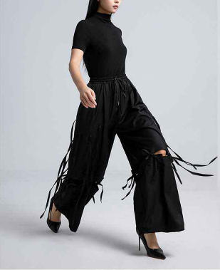 wide-leg pants with fringe tie details – STRIDE