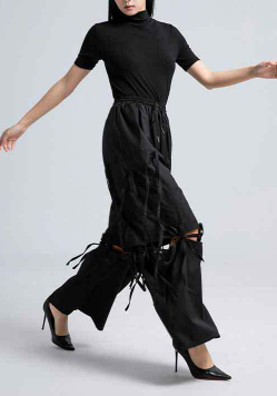 wide-leg pants with fringe tie details – STRIDE