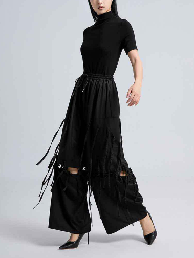 wide-leg pants with fringe tie details – STRIDE