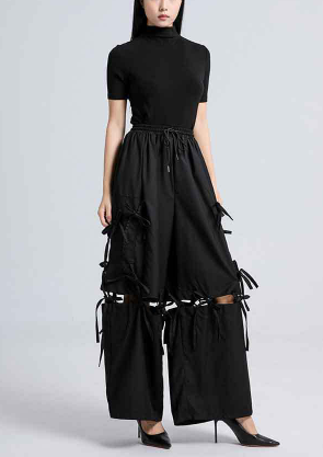 wide-leg pants with fringe tie details – STRIDE