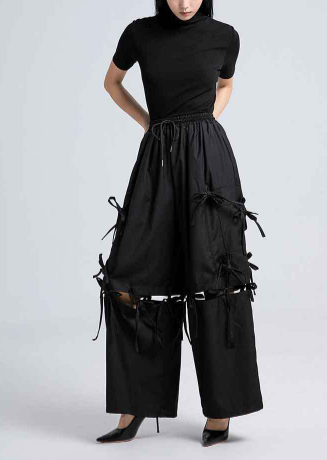 wide-leg pants with fringe tie details – STRIDE
