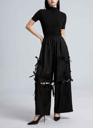 wide-leg pants with fringe tie details – STRIDE