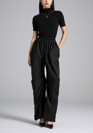 wide-leg pants with elastic waist and drawstring – FLOW