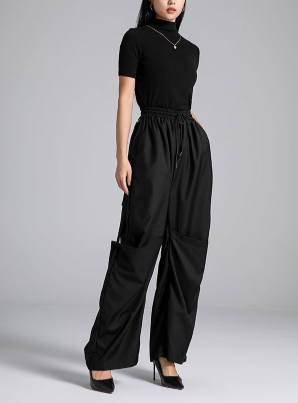 wide-leg pants with elastic waist and drawstring – FLOW