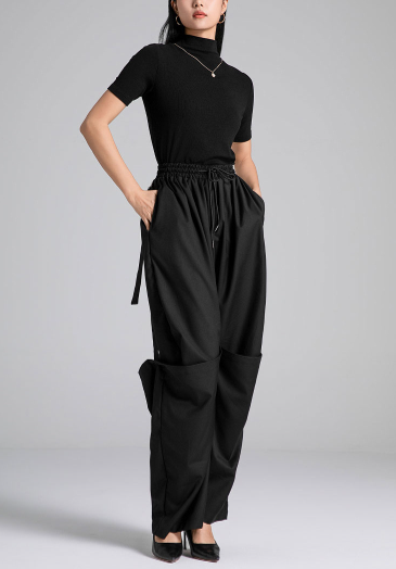 wide-leg pants with elastic waist and drawstring – FLOW