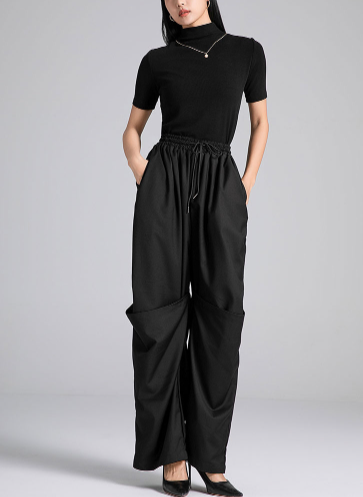 wide-leg pants with elastic waist and drawstring – FLOW