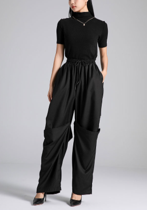 wide-leg pants with elastic waist and drawstring – FLOW
