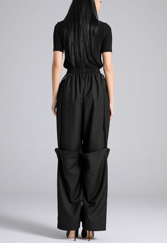 wide-leg pants with elastic waist and drawstring – FLOW