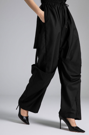 wide-leg pants with elastic waist and drawstring – FLOW