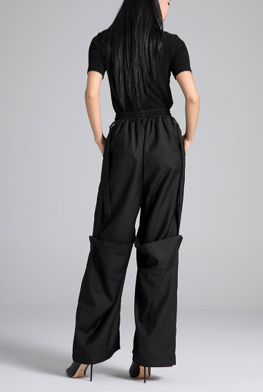 wide-leg pants with elastic waist and drawstring – FLOW