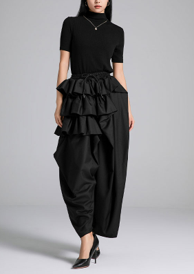wide-leg pants with layered ruffle waist – RUFFLE