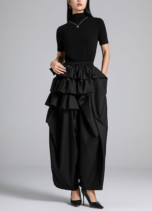 wide-leg pants with layered ruffle waist – RUFFLE