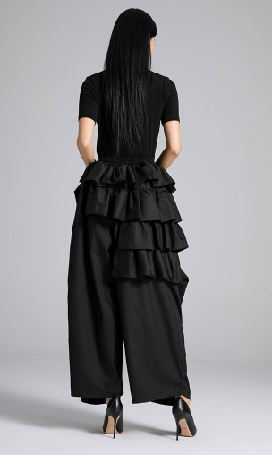 wide-leg pants with layered ruffle waist – RUFFLE