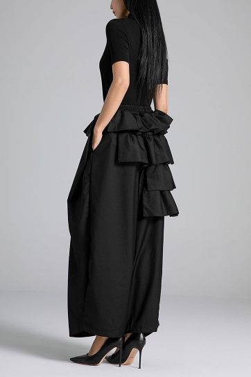 wide-leg pants with layered ruffle waist – RUFFLE