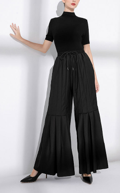 wide-leg pants with pleated panel details – PLEAT