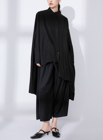 oversized longline shirt with asymmetric hem – DRAPE