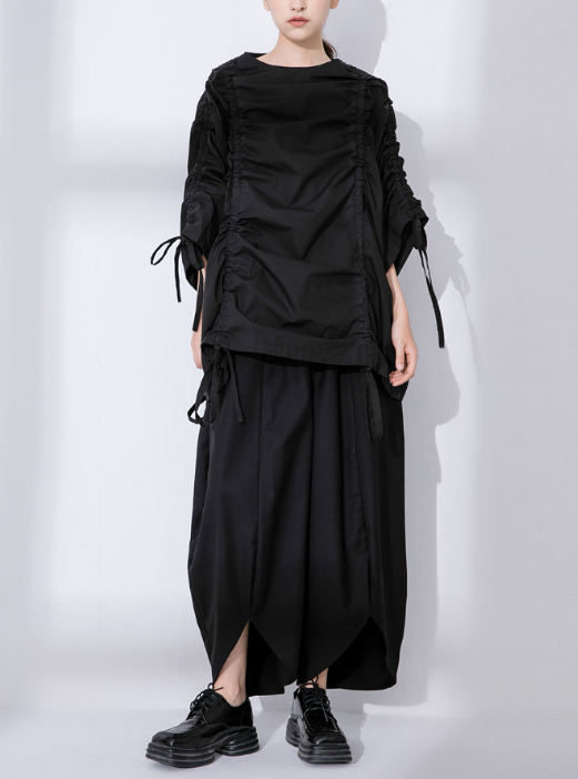 oversized ruched top with adjustable tie sleeves – GATHER