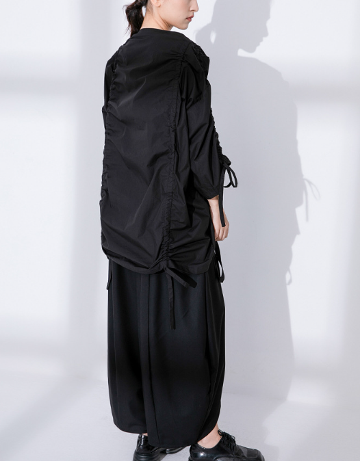 oversized ruched top with adjustable tie sleeves – GATHER