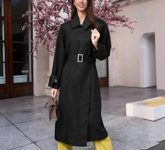belted trench-inspired midi coat dress – ICON