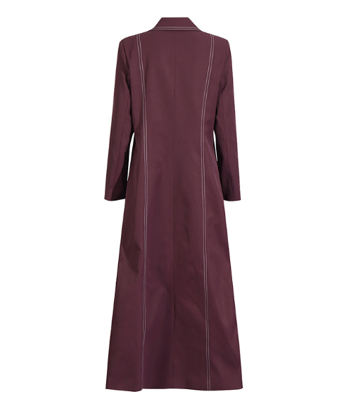 tailored longline blazer dress with contrast stitching – BORDEAUX