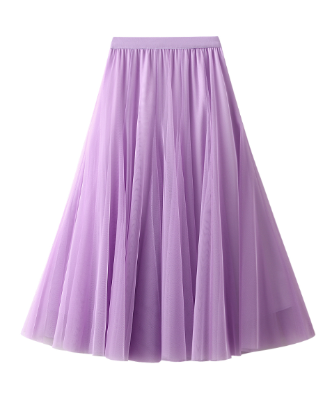 pleated tulle midi skirt with elastic waistband – SILVER