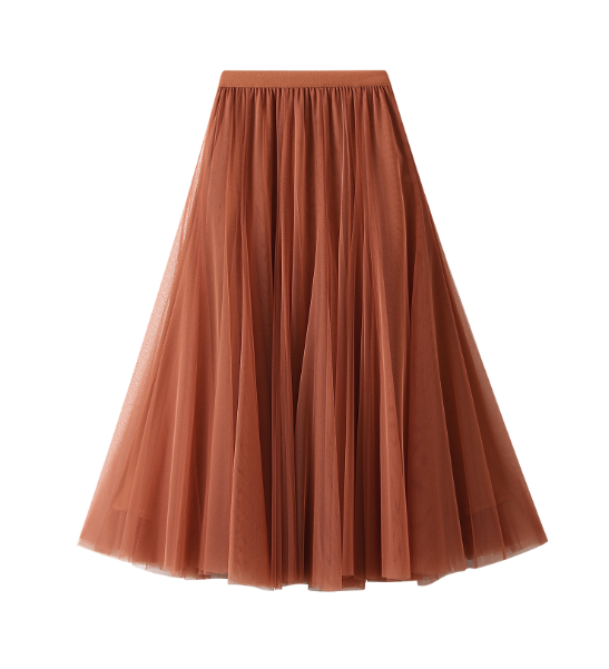 pleated tulle midi skirt with elastic waistband – SILVER