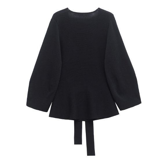 long-sleeve wrap blouse with waist tie – VELORA