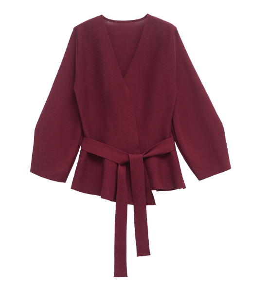 long-sleeve wrap blouse with waist tie – VELORA