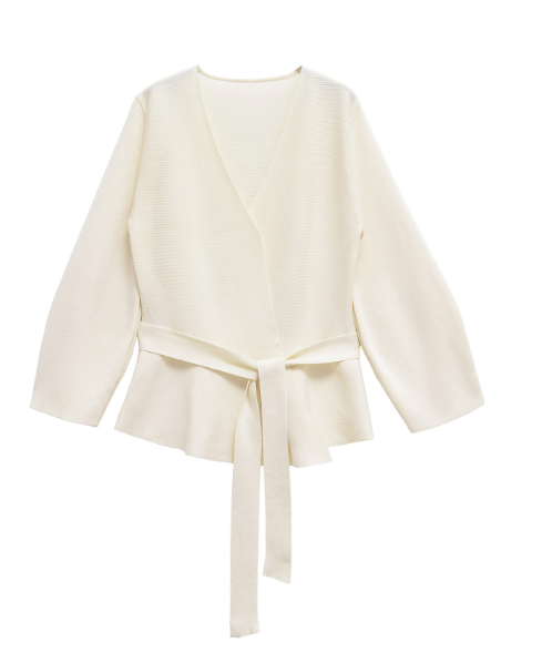 long-sleeve wrap blouse with waist tie – VELORA