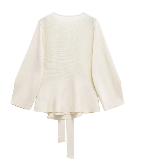 long-sleeve wrap blouse with waist tie – VELORA