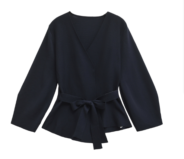 long-sleeve wrap blouse with waist tie – VELORA