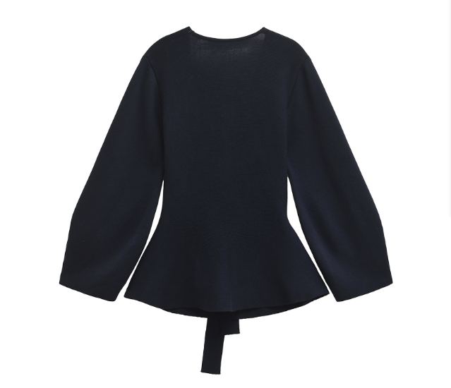 long-sleeve wrap blouse with waist tie – VELORA