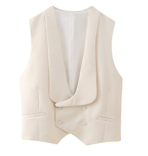 tailored sleeveless vest with deep V neckline – ARIA