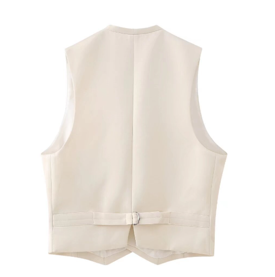 tailored sleeveless vest with deep V neckline – ARIA