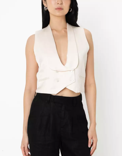 tailored sleeveless vest with deep V neckline – ARIA