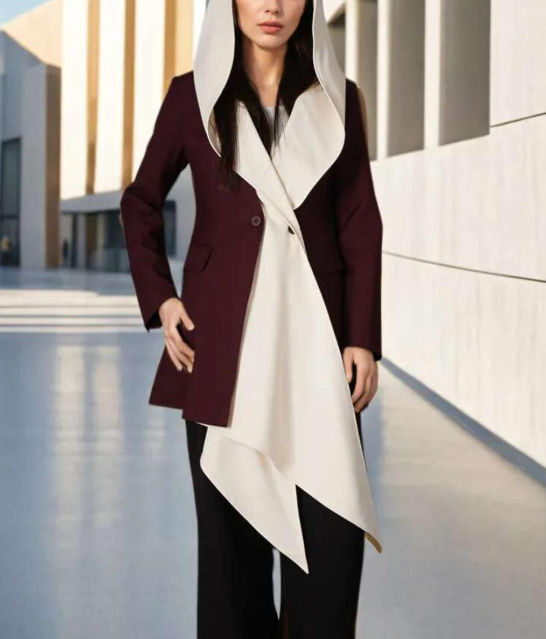 Asymmetric contrast lapel blazer – LUNA