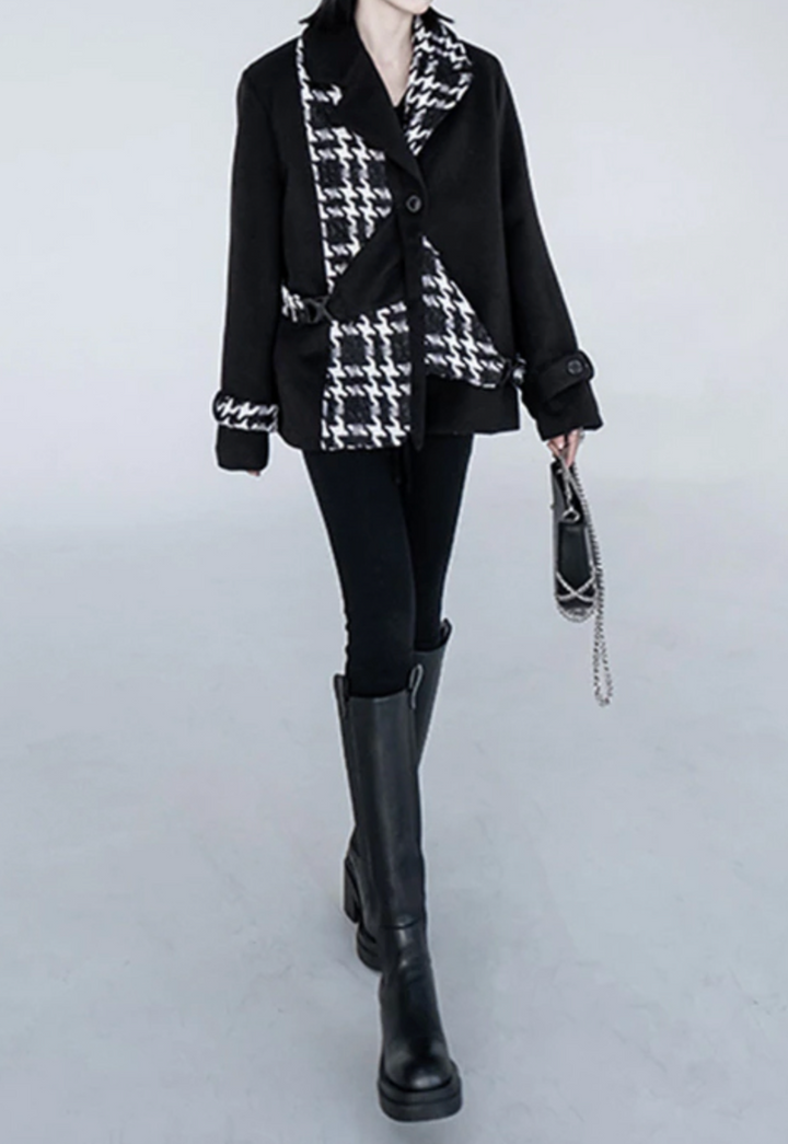 houndstooth panel tailored blazer – EBRIHAM
