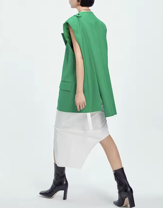 asymmetric sleeveless tailored blazer – EMERALD