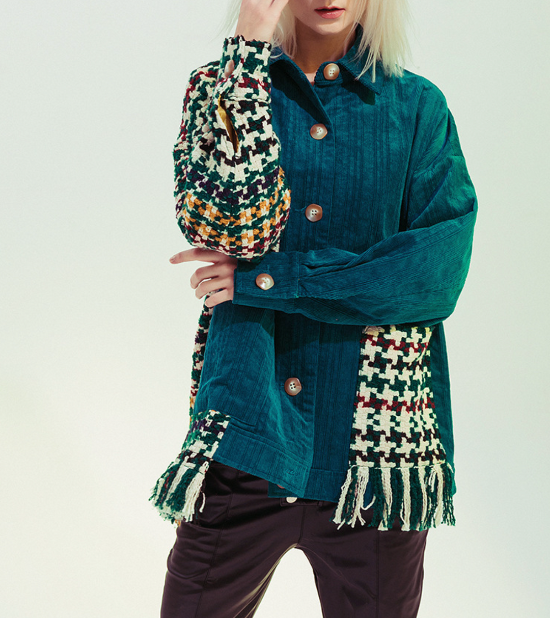Patchwork Corduroy Fringe Jacket – EMERALD