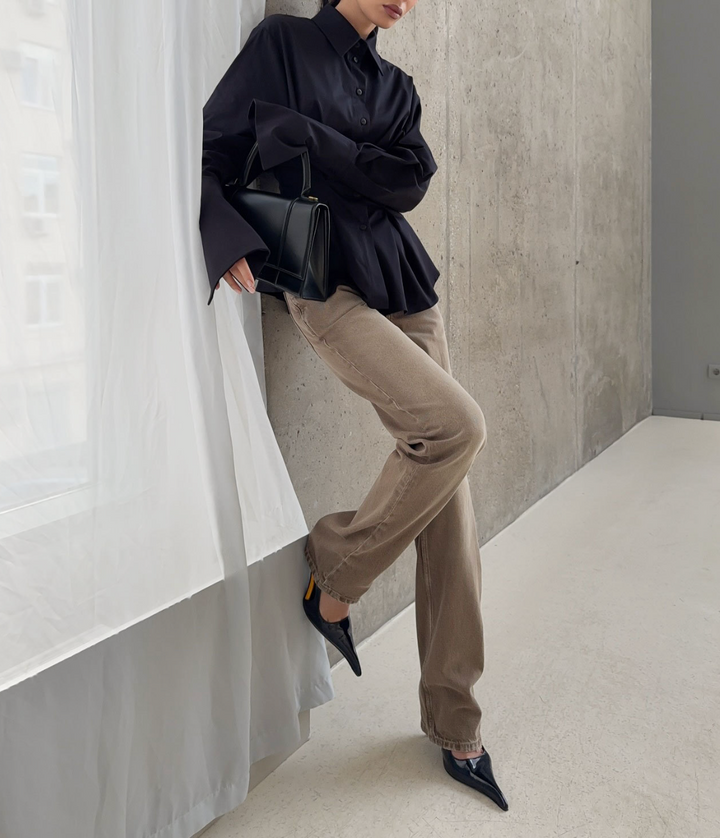 Tailored Long-Sleeve Button-Up Shirt – ELYSE