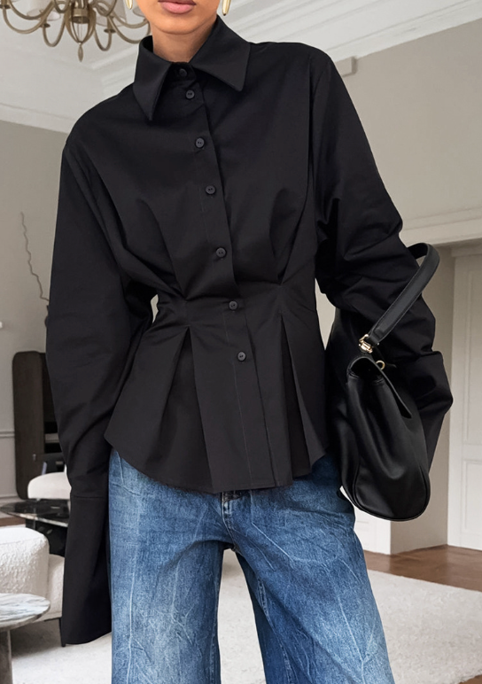 Tailored Long-Sleeve Button-Up Shirt – ELYSE