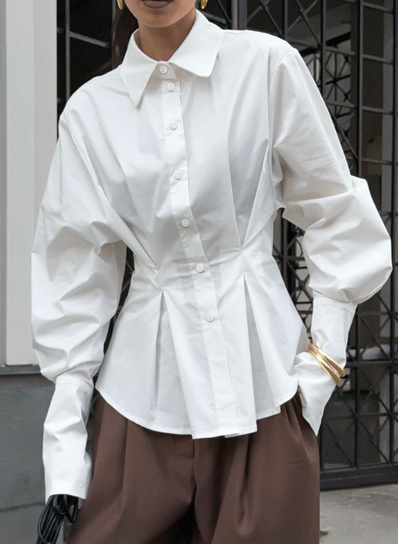 Tailored Long-Sleeve Button-Up Shirt – ELYSE