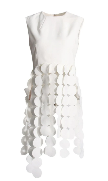 leeveless sculpted top with cascading disc appliqué – VELORA