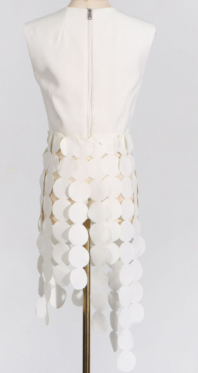 leeveless sculpted top with cascading disc appliqué – VELORA