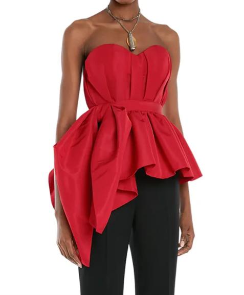 strapless peplum top with sculpted volume – RUBINA