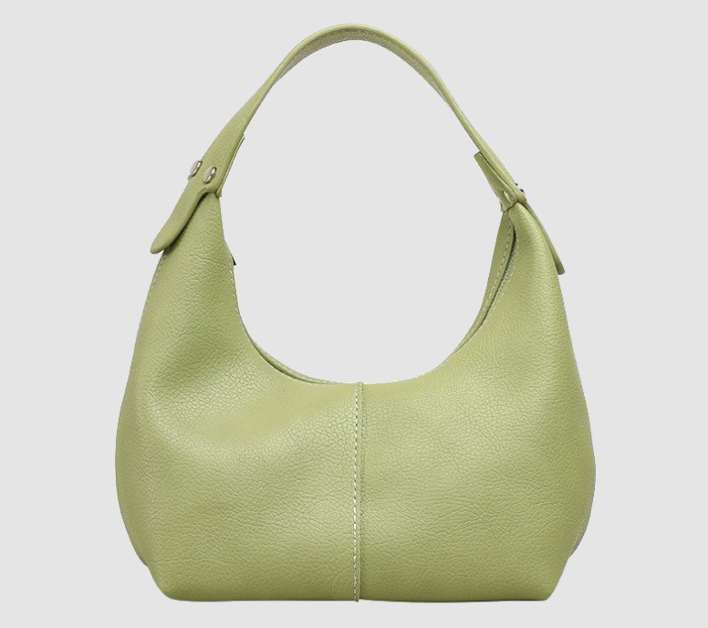 حقيبة كتف هلالية الشكل مصنوعة من الجلد المعدني - أورورا