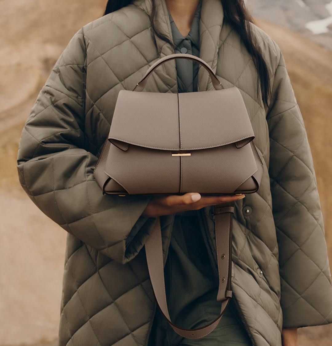 حقيبة يد من جلد الغزال المتين بمقابض علوية - زيادة