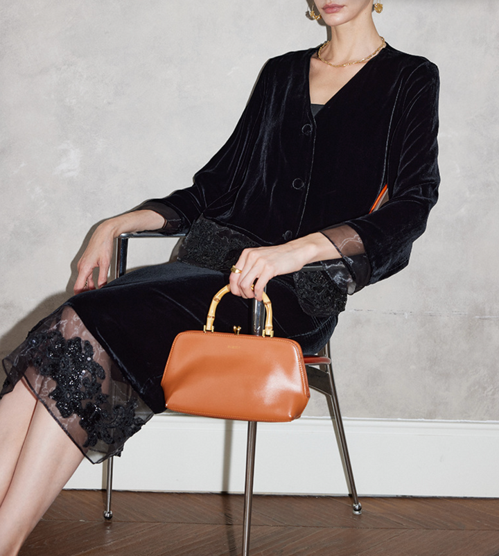 velvet button-front jacket with sheer lace hem – SUMMR